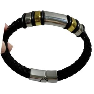 Bracelet Silver and Gold Tone Charms Leather NWT